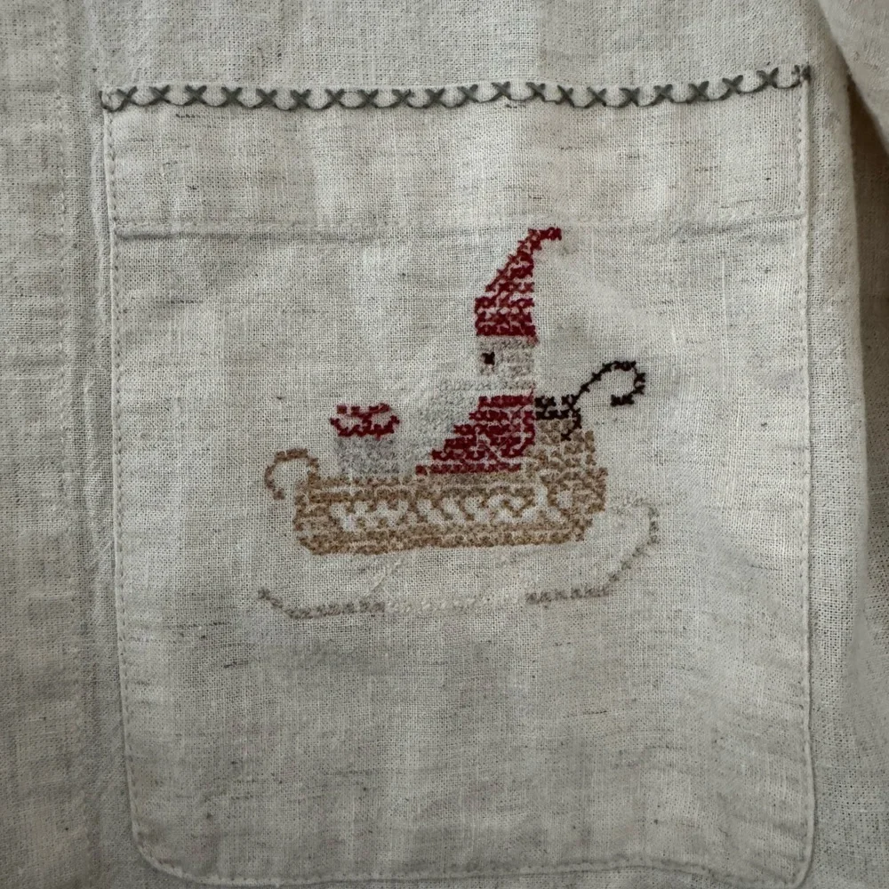 ZARA Home Embroidered Linen Christmas Jacket L - Picture 4 of 7